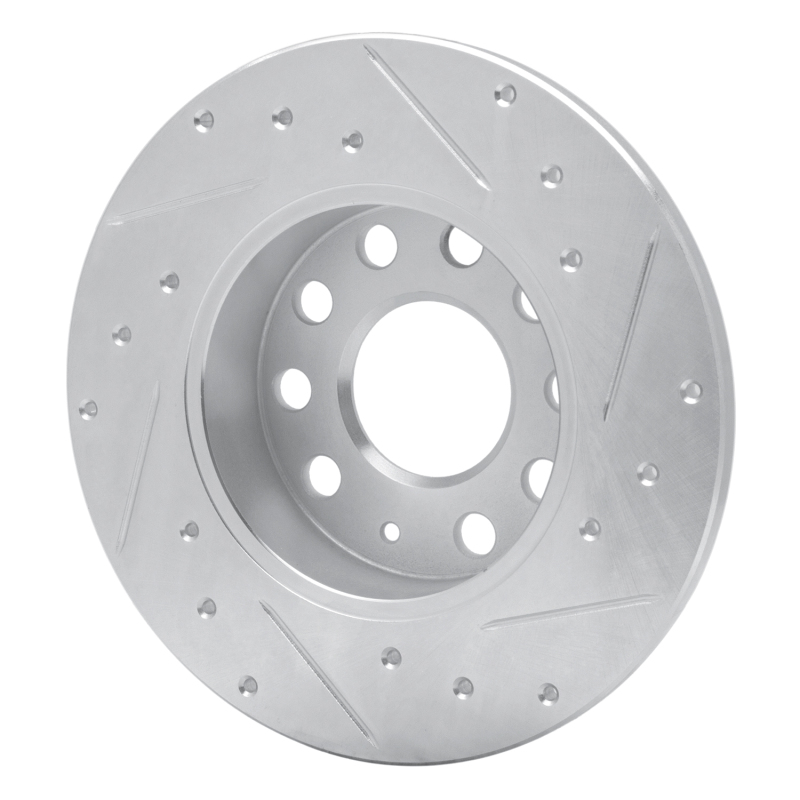 Audi A3 Brake Rotor (1) - Rear Left - R1 Concepts - Drilled & Slotted - Silver - `05-`13